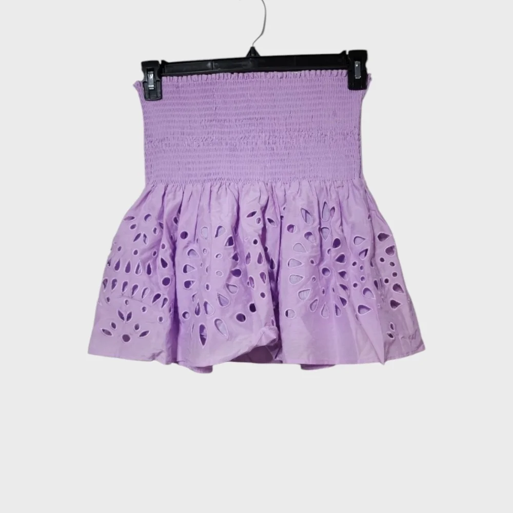 New Thakoon Eyelet Smocked Waist Miniskirt In Lilac